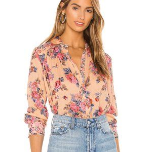 Free People Hold On To Me Button Front Top in Coral Combo XS
